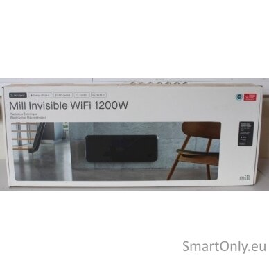 SALE OUT. Mill PA1200WIFI3B WiFi Gen3 Panel Heater, Steel Front, Aluminium, Power 1200 W, Room size 14-18 m2, Black,  UNPACKED, USED, SCRATCHED BACK, DENT ON TOP | Heater | PA1200WIFI3B WiFi Gen3 | Panel Heater | Power 1200 W | Black | UNPACKED, USED, SCR