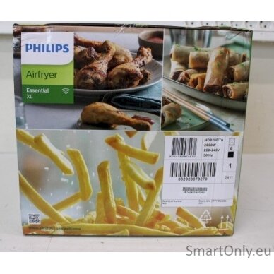 SALE OUT. Philips HD9280/70 Essential Air Fryer, Black | Philips | Air Fryer | Essential HD9280/70 | Power 2000 W | Capacity 6.2 L | Rapid Air technology | Black | DAMAGED PACKAGING 2