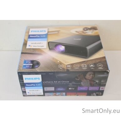 SALE OUT. Philips Neopix 520 Home Projector, 1920x1080, 350lm, 16:9, 3000:1, Black | Philips | Neopix 520 | Full HD (1920x1080) | 350 ANSI lumens | Black | DAMAGED PACKAGING, SCRATCHED CONTROL WHEEL | Lamp warranty 8 month(s) | Wi-Fi