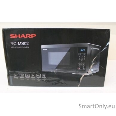 SALE OUT. Sharp YC-MS02E-B Microwave Oven, 20 L capacity, Black Sharp Microwave Oven YC-MS02E-B Free standing 800 W Black DAMAGED PACKAGING