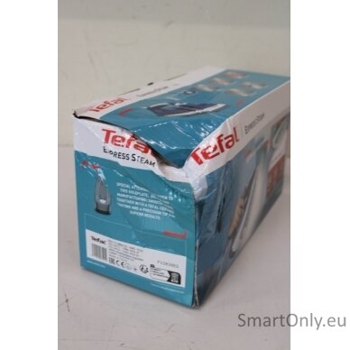 SALE OUT. TEFAL FV2838E0 Steam Iron, Water Tank 0.27 L, Countinuous Steam 40 g/min, Blue/White | FV2838E0 | Steam Iron | 2400 W | Water tank capacity 270 ml | Continuous steam 40 g/min | Blue/White | DAMAGED PACKAGING, BROKEN CORPUS ON SIDE 1