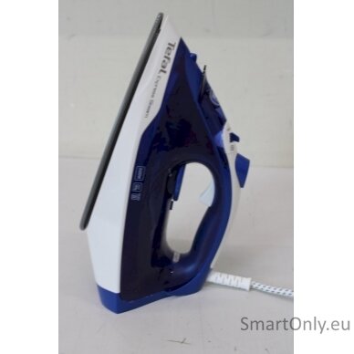 SALE OUT. TEFAL FV2838E0 Steam Iron, Water Tank 0.27 L, Countinuous Steam 40 g/min, Blue/White | FV2838E0 | Steam Iron | 2400 W | Water tank capacity 270 ml | Continuous steam 40 g/min | Blue/White | DAMAGED PACKAGING, BROKEN CORPUS ON SIDE 2