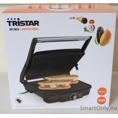 SALE OUT. Tristar GR-2853 Contact Grill, Aluminum,  DAMAGED PACKAGING, SCRATCHED FAT COLLECTING TRAY ON SIDE | Grill | GR-2853 | Contact grill | 2000 W | Aluminum | DAMAGED PACKAGING, SCRATCHED FAT COLLECTING TRAY  ON SIDE 2