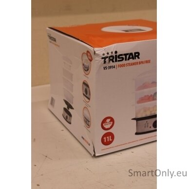 SALE OUT. Tristar VS-3914 Food Steamer BPA free, Stainless Steel | Tristar | Food Steamer | VS-3914 | Silver | 1200 W | Capacity 11 L | DAMAGED PACKAGING | Number of baskets 3 1