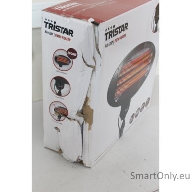 SALE OUT.Tristar KA-5287 Patio Heater, Black Tristar Heater KA-5287 Tristar Patio heater 2000 W Number of power levels 3 Suitable for rooms up to 20 m² Black DAMAGED PACKAGING, SCRATCHES RIGHT ON THE SIDE IPX4 | Tristar | Heater | KA-5287 | Patio heater | 1