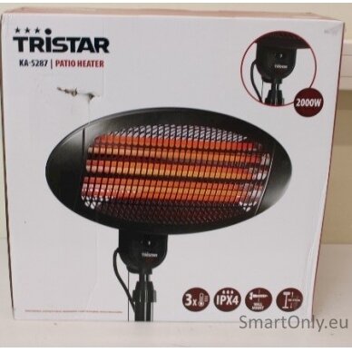 SALE OUT.Tristar KA-5287 Patio Heater, Black Tristar Heater KA-5287 Tristar Patio heater 2000 W Number of power levels 3 Suitable for rooms up to 20 m² Black DAMAGED PACKAGING, SCRATCHES RIGHT ON THE SIDE IPX4 | Tristar | Heater | KA-5287 | Patio heater |