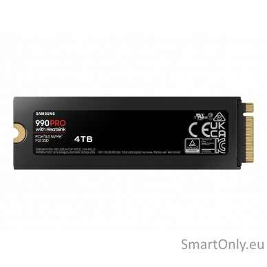 Samsung | 990 PRO with Heatsink | 4000 GB | SSD form factor M.2 2280 | Solid-state drive interface M.2 NVME | Read speed 7450 MB/s | Write speed 6900 MB/s 3