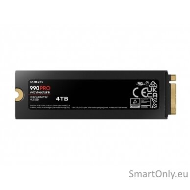 Samsung | 990 PRO with Heatsink | 4000 GB | SSD form factor M.2 2280 | Solid-state drive interface M.2 NVME | Read speed 7450 MB/s | Write speed 6900 MB/s 2