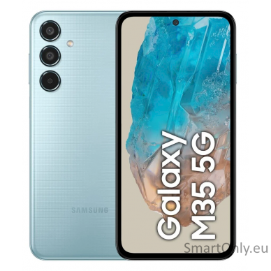 Samsung Galaxy | M35 (M356) | Light Blue | 6.6 " | Super AMOLED | 1080 x 2340 pixels | Exynos | Internal RAM 6 GB | 128 GB | Dual SIM | 5G | Main camera resolution 50+8+5 MP | Secondary camera resolution 13 MP | Android | 14 | 6000 mAh