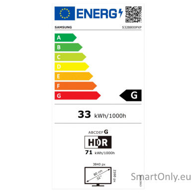 Samsung LS32B800PXPXEN 32" IPS 4k UHD Monitor 3840x2160/16:9/350cd/m2/5ms HDMI, DP, USB, Audio Out 1