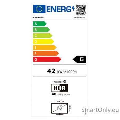 Samsung LS34DG850SUXDU | 34 " | OLED | 21:9 | 175 Hz | 0.03 ms | 3440 x 1440 pixels | HDMI ports quantity 2 | Silver