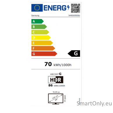 Samsung LS49DG950SUXEN Odyssey G9 G95SD | 49 " | OLED | DQHD | 32:9 | 240 Hz | 5120 x 1440 pixels | 250 cd/m² | HDMI ports quantity 1 | Silver