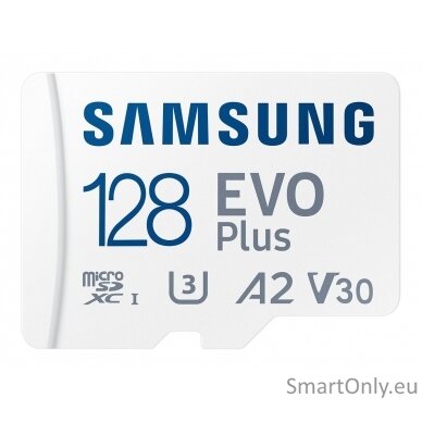 Samsung | MicroSD Card | EVO Plus | 128 GB | microSDXC Memory Card | Flash memory class U3, V30, A2