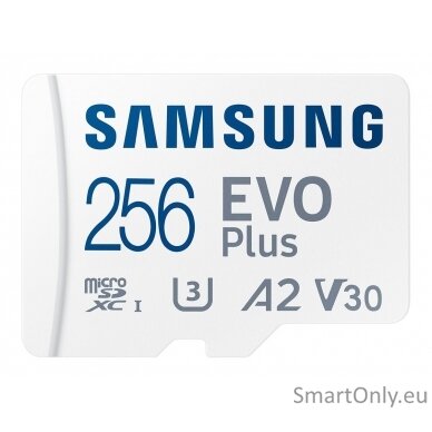 Samsung | MicroSD Card | EVO Plus | 256 GB | microSDXC Memory Card | Flash memory class U3, V30, A2