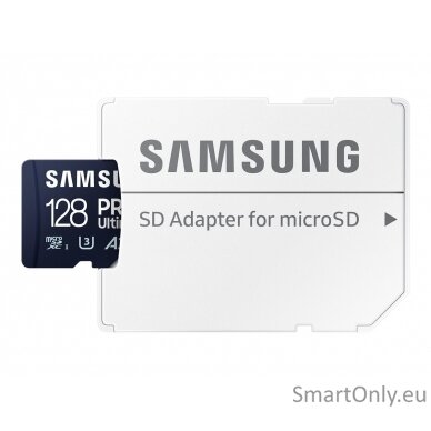 Samsung | MicroSD Card | PRO Ultimate | 128 GB | microSDXC Memory Card | Flash memory class U3, V30, A2 | SD adapter 4