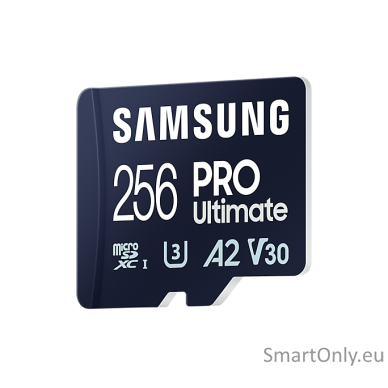 Samsung | MicroSD Card | PRO Ultimate | 256 GB | microSDXC Memory Card | Flash memory class U3, V30, A2 | SD adapter 1