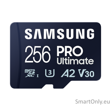 Samsung | MicroSD Card | PRO Ultimate | 256 GB | microSDXC Memory Card | Flash memory class U3, V30, A2 | SD adapter