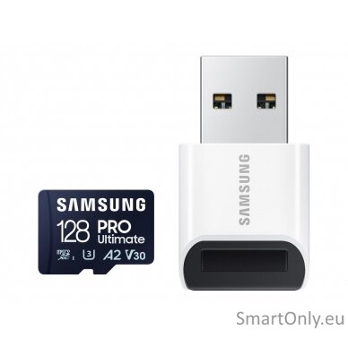 Samsung | MicroSD Card with Card Reader | PRO Ultimate | 128 GB | microSDXC Memory Card | Flash memory class U3, V30, A2 4