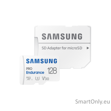 Samsung | PRO Endurance | MB-MJ128KA/EU | 128 GB | MicroSD Memory Card | Flash memory class U3, V30, Class 10 | SD adapter 2