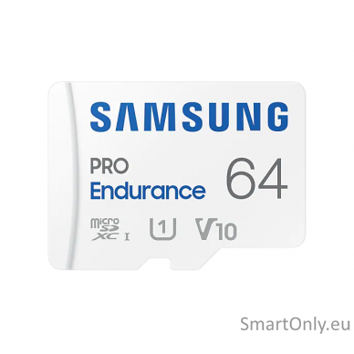 Samsung | PRO Endurance | MB-MJ64KA/EU | 64 GB | MicroSD Memory Card | Flash memory class U1, V10, Class 10 | SD adapter