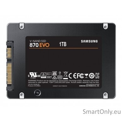 Samsung | SSD | 870 EVO | 1000 GB | SSD form factor 2.5" | Solid-state drive interface SATA III | Read speed 560 MB/s | Write speed 530 MB/s 5