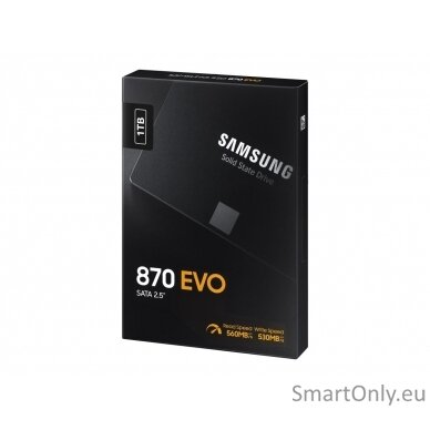 Samsung | SSD | 870 EVO | 1000 GB | SSD form factor 2.5" | Solid-state drive interface SATA III | Read speed 560 MB/s | Write speed 530 MB/s 6