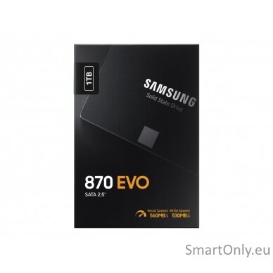 Samsung | SSD | 870 EVO | 1000 GB | SSD form factor 2.5" | Solid-state drive interface SATA III | Read speed 560 MB/s | Write speed 530 MB/s 7