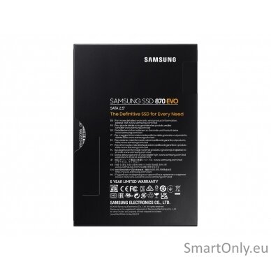 Samsung | SSD | 870 EVO | 1000 GB | SSD form factor 2.5" | Solid-state drive interface SATA III | Read speed 560 MB/s | Write speed 530 MB/s 9