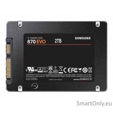 Samsung | SSD | 870 EVO | 2000 GB | SSD form factor 2.5" | Solid-state drive interface SATA III | Read speed 560 MB/s | Write speed 530 MB/s 5