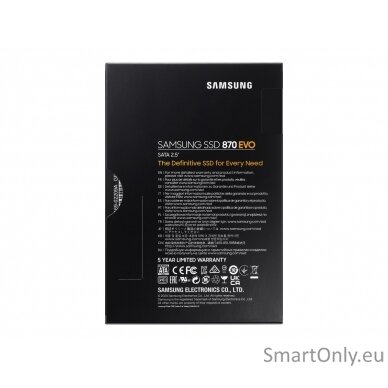 Samsung | SSD | 870 EVO | 2000 GB | SSD form factor 2.5" | Solid-state drive interface SATA III | Read speed 560 MB/s | Write speed 530 MB/s 9