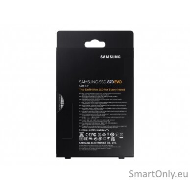 Samsung | SSD | 870 EVO | 250 GB | SSD form factor 2.5" | Solid-state drive interface SATA III | Read speed 560 MB/s | Write speed 530 MB/s 11