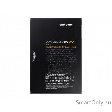 Samsung | SSD | 870 EVO | 250 GB | SSD form factor 2.5" | Solid-state drive interface SATA III | Read speed 560 MB/s | Write speed 530 MB/s 12