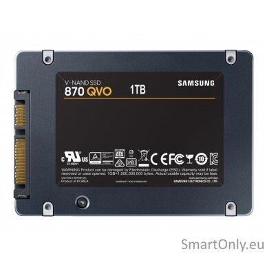 Samsung | SSD | 870 QVO | 1000 GB | SSD form factor 2.5" | Solid-state drive interface SATA III | Read speed 560 MB/s | Write speed 530 MB/s 11