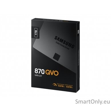 Samsung | SSD | 870 QVO | 1000 GB | SSD form factor 2.5" | Solid-state drive interface SATA III | Read speed 560 MB/s | Write speed 530 MB/s 12