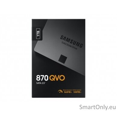 Samsung | SSD | 870 QVO | 1000 GB | SSD form factor 2.5" | Solid-state drive interface SATA III | Read speed 560 MB/s | Write speed 530 MB/s 13