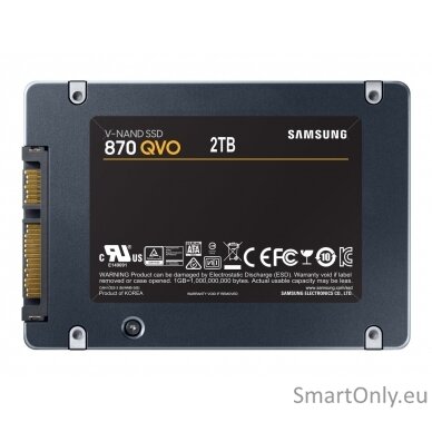 Samsung | SSD | 870 QVO | 2000 GB | SSD form factor 2.5" | Solid-state drive interface SATA III | Read speed 560 MB/s | Write speed 530 MB/s 8