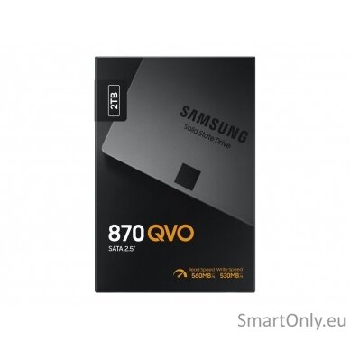 Samsung | SSD | 870 QVO | 2000 GB | SSD form factor 2.5" | Solid-state drive interface SATA III | Read speed 560 MB/s | Write speed 530 MB/s 10