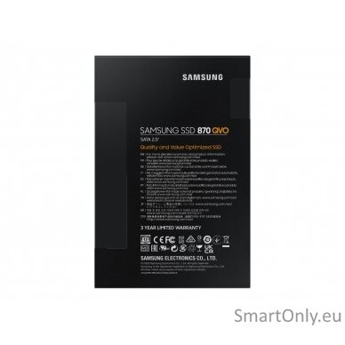 Samsung | SSD | 870 QVO | 2000 GB | SSD form factor 2.5" | Solid-state drive interface SATA III | Read speed 560 MB/s | Write speed 530 MB/s 11