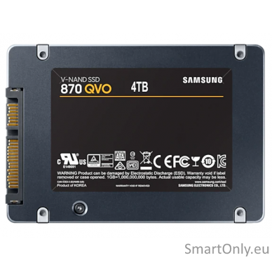 Samsung | SSD | 870 QVO | 4000 GB | SSD form factor 2.5" | Solid-state drive interface SATA III | Read speed 560 MB/s | Write speed 530 MB/s 4