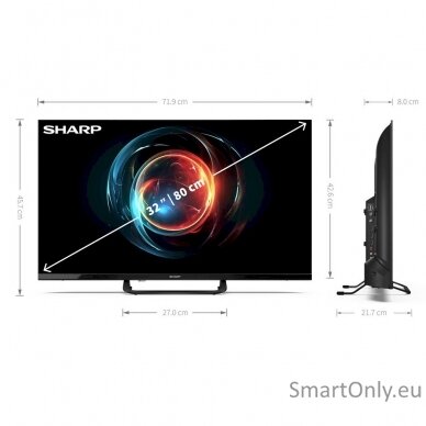 Sharp 32FH8E 32" (81cm) Full HD Android Frameless TV, Google Assistant Sharp 7