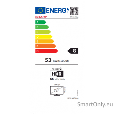 Sharp | 43GL4260E | 43" (108cm) | Smart TV | Google | 4K UHD | Black