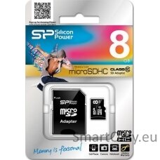 Silicon Power | 8 GB | MicroSDHC | Flash memory class 10 | SD adapter