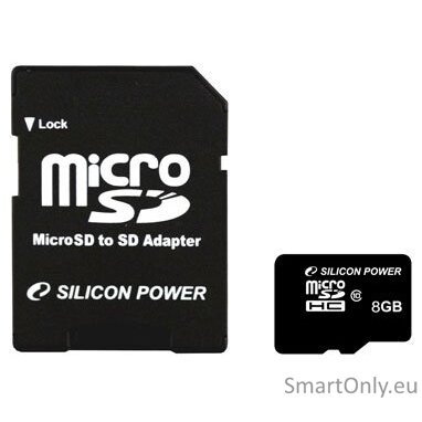 Silicon Power | 8 GB | MicroSDHC | Flash memory class 10 | SD adapter 2