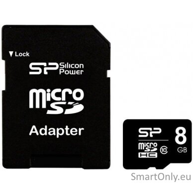 Silicon Power | 8 GB | MicroSDHC | Flash memory class 10 | SD adapter