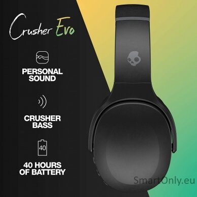 Skullcandy Wireless Headphones Crusher Evo Over-ear, Headband, Microphone, True Black 2