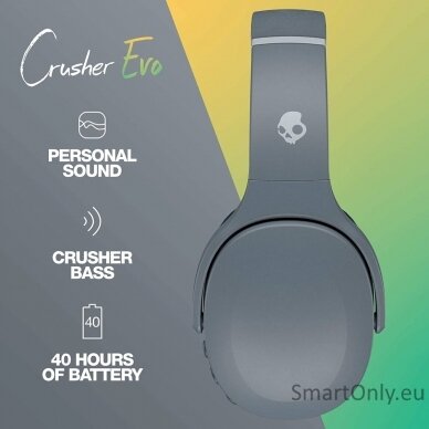 Skullcandy Wireless Headphones Crusher Evo Over-ear, Microphone, Wireless, Chill Grey 2