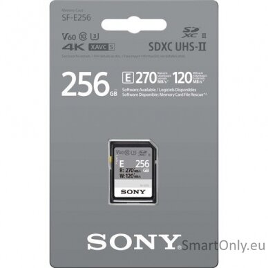 Sony | SF-E Series UHS-II SDXC Memory Card | SF-E256 | 256 GB | SDXC | Flash memory class 10