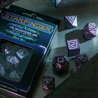 Starfinder Devastation Ark kauliukų rinkinys violetinės ir baltos spalvos 2