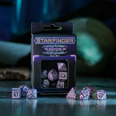 Starfinder Devastation Ark kauliukų rinkinys violetinės ir baltos spalvos 7