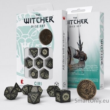 The Witcher Ciri The Zireael kauliukų rinkinys juodos ir smėlio sp